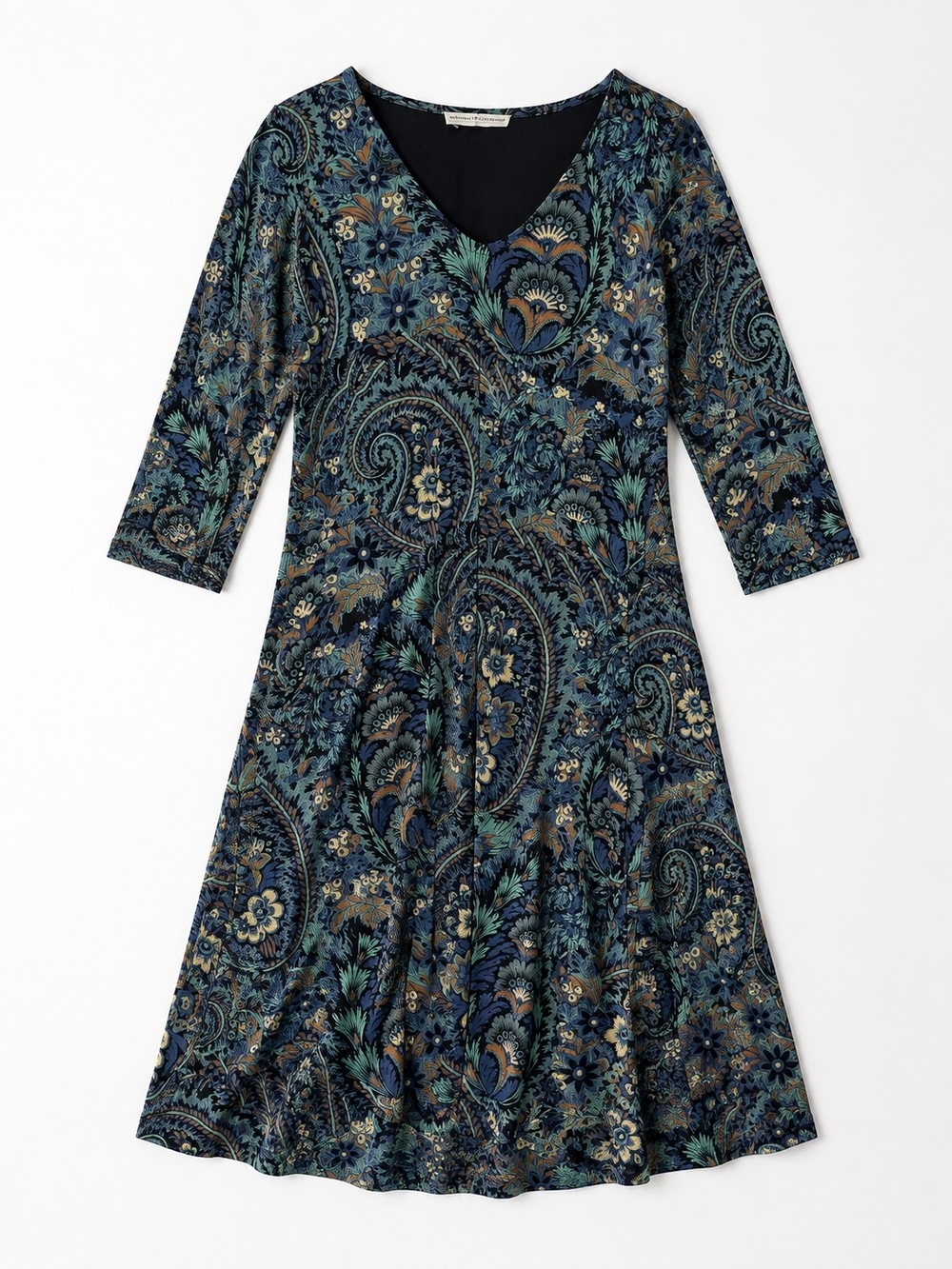 Peruvian Connection V-Neck Paisley Midi Dress In Paisley Floral